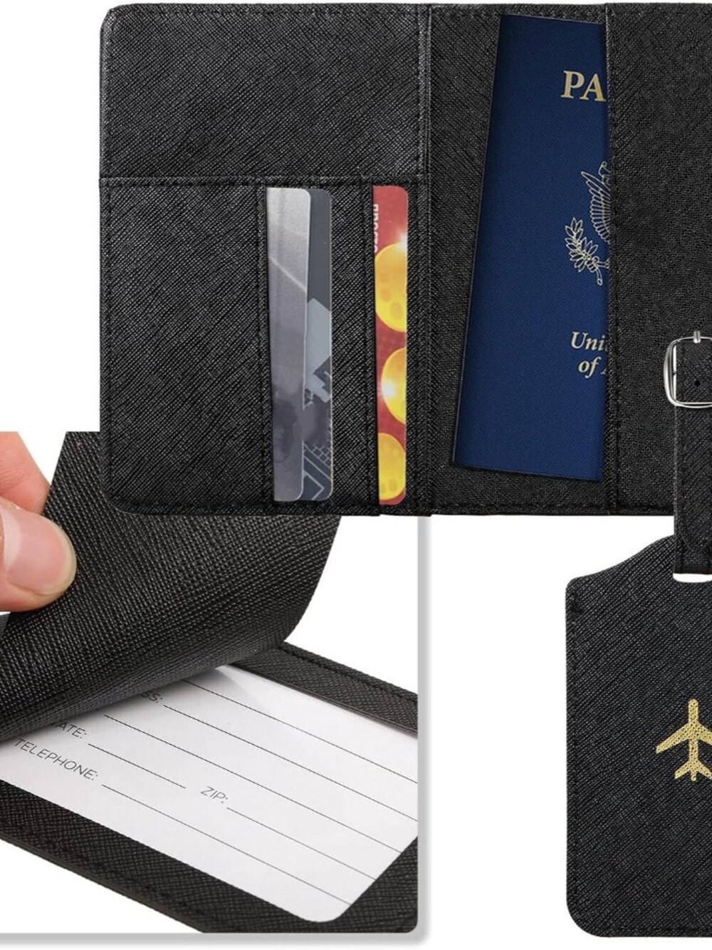 2 Pieces Passport Covers and 2 Pieces Luggage Tags, Passport Holder Travel Suitc - Picture 6 of 7